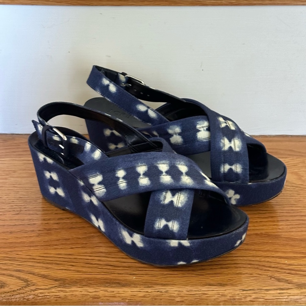 J.Crew Blue and White Sandals Size 6.5